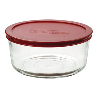 Round Glass Red Lidded Food Storage 1.7l