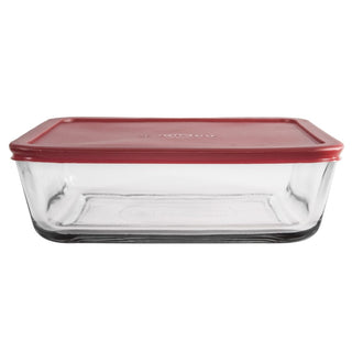 Rectangle Glass Red Lidded Food Storage 1.4l