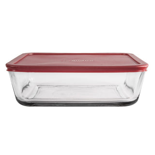 Rectangle Glass Red Lidded Food Storage 2.6l