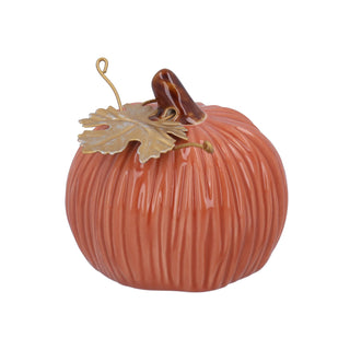 Orange Mini Pumpkin with Gold Leaf Ornament