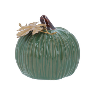 Green Mini Pumpkin with Gold Leaf Ornament