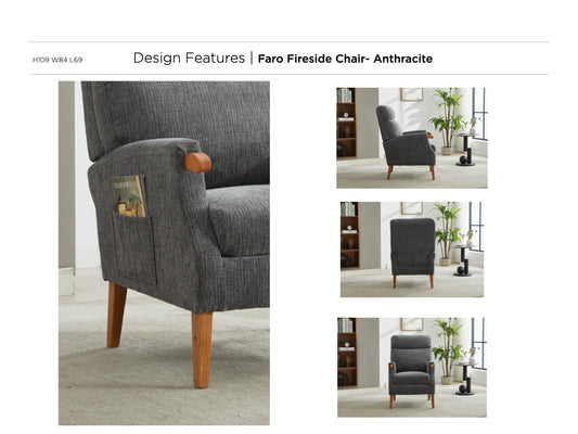Faro Fireside Armchair - Anthracite Fabric