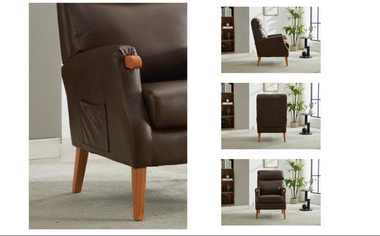 Faro Fireside Armchair - Brown Faux Leather