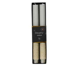 Wool White with Gold Glitter Dinner Candle Set