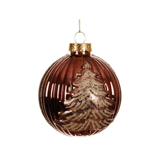 Shiny Maroon with Gold Christmas Tree Bauble