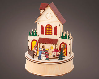 LED Round Village Scene with Train Carousel
