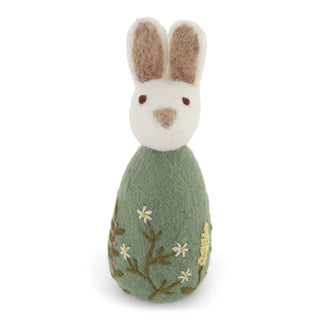 Big Bunny With Flower Embroidery - Green