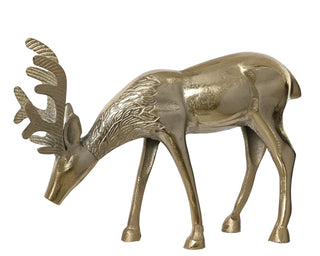 Bowed Head Embossed Stag Christmas Decoration