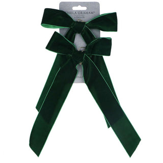 Dark Green Velvet Bow Decoration 2Pk