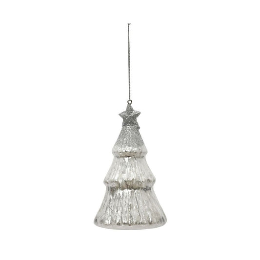 Shiny Frost White & Silver 3 Teir Tree Shaped Tree Decoration