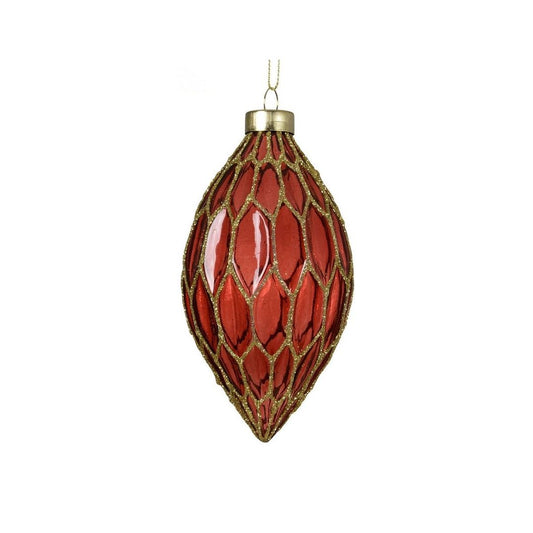 Burgandy Gold Glitter Honeycomb Finial