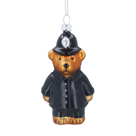 Glass Policeman Teddy Hanging Decoration 