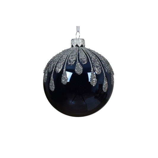 Shiny Navy Snowdrop Glitter Bauble