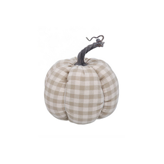 Soft Grey Gingham Fabric Pumpkin Sml