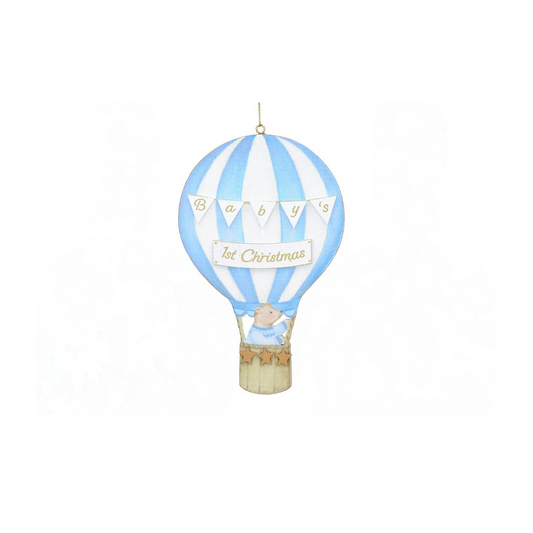 Blue Baby's First Christmas Wooden Hanging Decoration