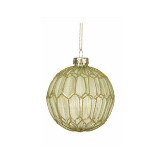 Sage Green with Glitter Honeycomb Design Bauble