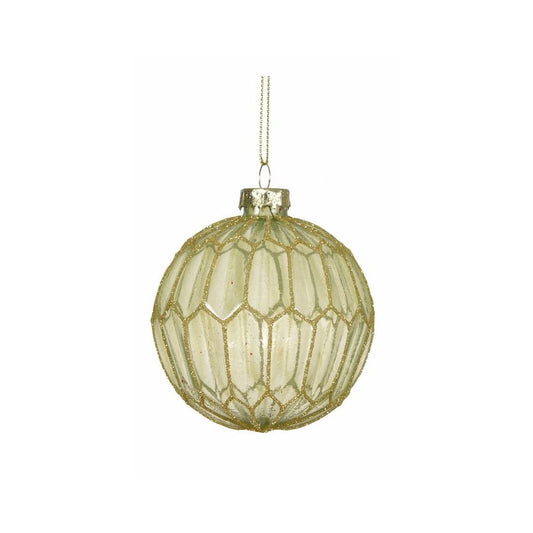 Sage Green with Glitter Honeycomb Design Bauble