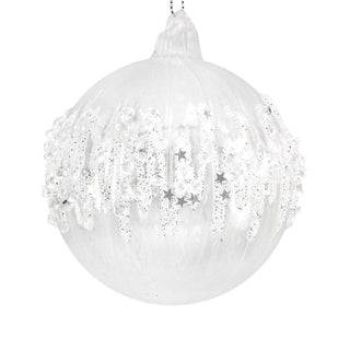 Iridescent Icicle Band Clear Glass Bauble