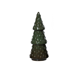 Green Brown Embossed Tree Shaped Christmas Decoration Lrg