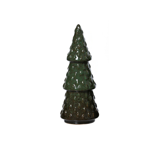 Green Brown Embossed Tree Shaped Christmas Decoration Lrg