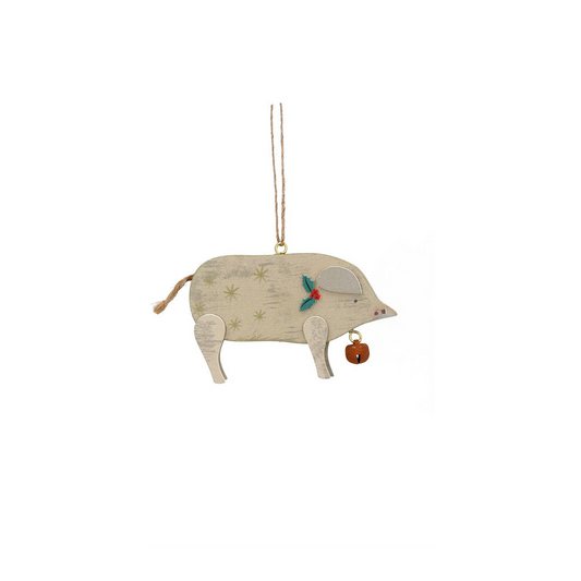 Brown Wooden Pig Hanging Decoration