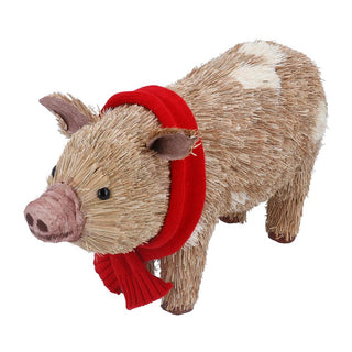 Bristle Pig with Red Scaf Large Ornament