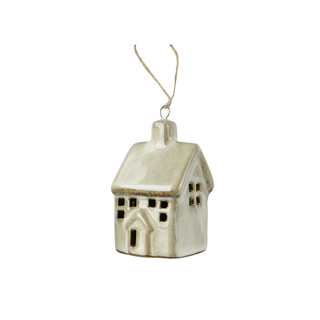 Reactive Glaze House with Pointed Arch Door Tree Decoration