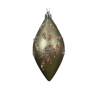 Olive Green Glitter Leaf Finial