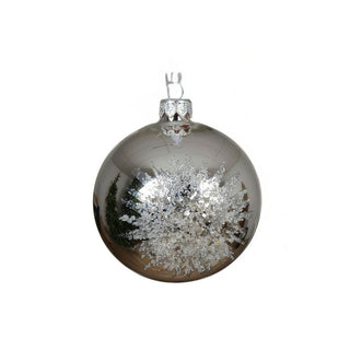Shiny Silver with Silver Glitter Starburst Bauble