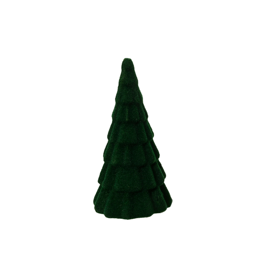 Pine Green Flock Fluted Tree Christmas Decoration