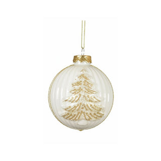 Shimmer Winter White with Gold Christmas Tree Bauble