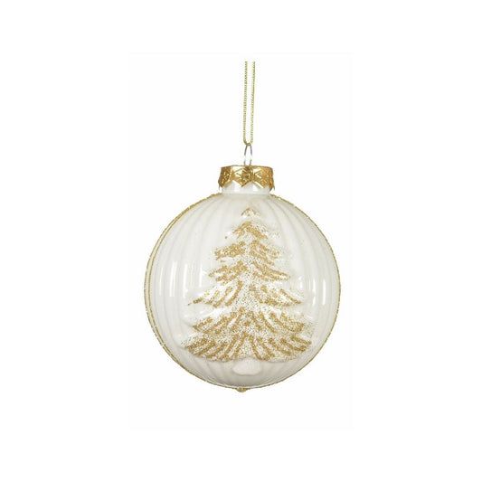Shimmer Winter White with Gold Christmas Tree Bauble