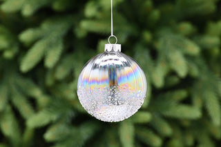 Translucent Petrol Effect Glass Bauble