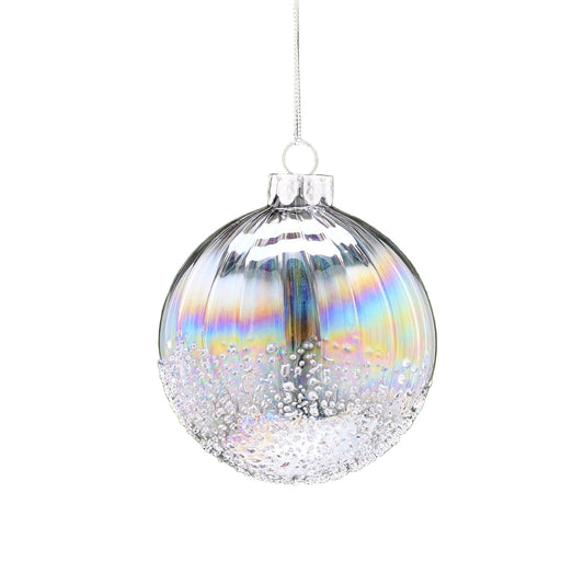 Translucent Petrol Effect Glass Bauble