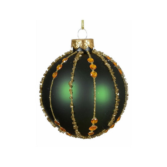 Matt Green with Gold Bead Line Detail Bauble