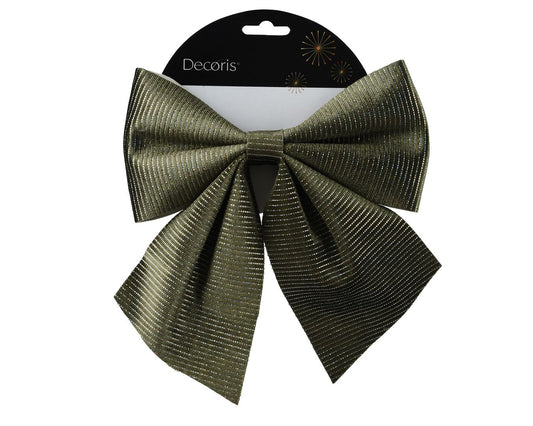 Rosemary Green Fleck Stripe Bow Christmas Decoration