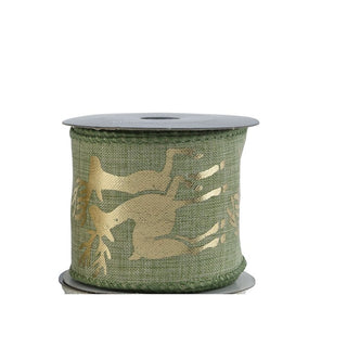 Sage Green with Large Gold Deer Ribbon