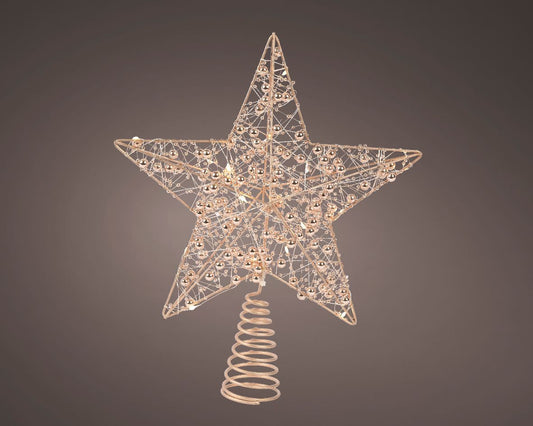LED Gold Beaded Star Tree Topper