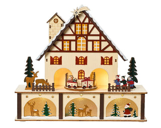 Alpine Lodge Plywood LED Christmas Scene 