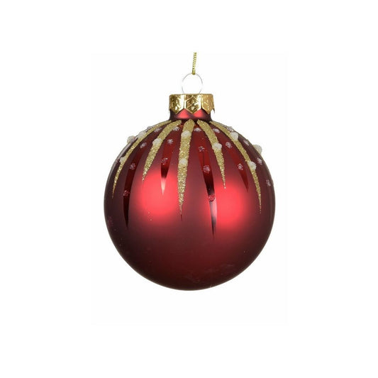 Matt Red with Gold & Gloss Line Detail Bauble
