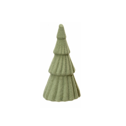 Sage Green Flock Twist Tree Christmas Decoration