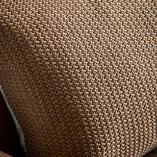 Moss Stitch Pom Pom Cushion Tan