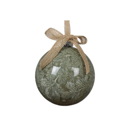 Green Pine Branch with Hessian Bow Bauble