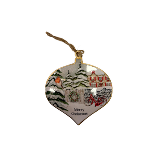 Merry Christmas Bike Metal Heart Tree Decoration