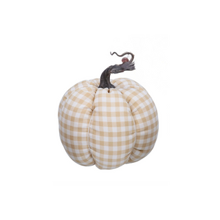 Cream Gingham Fabric Pumpkin Sml