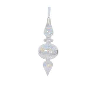 Iridescent Glass Finial with Small Teardrop Tree Decoration