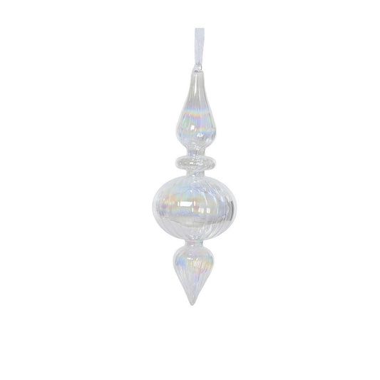 Iridescent Glass Finial with Small Teardrop Tree Decoration