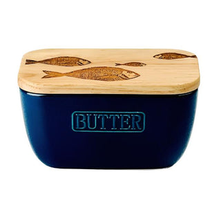 Blue Butter Dish - Fish Repeat