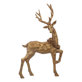 Gold Resin Stag with Gold Wreath Ornament