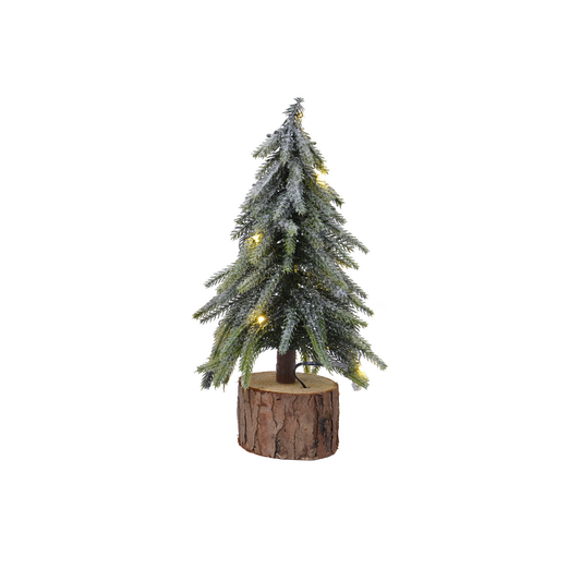 Green Glitter Frost Wooden Base Christmas Tree Lrg